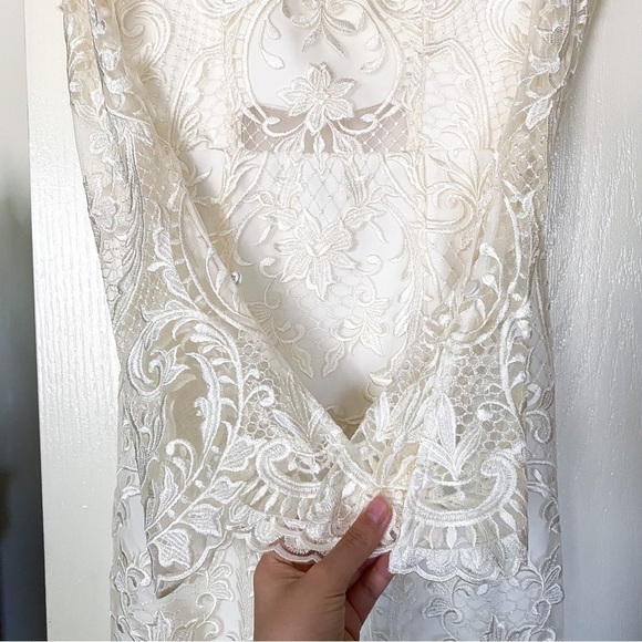 BHLDN Thurley Dress Emilia Lace Semi-Sheer Off-Shoulder Bridal Ivory 8 NWT - Picture 4 of 13